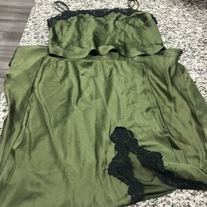 Victoria's Secret Olive Satin Set